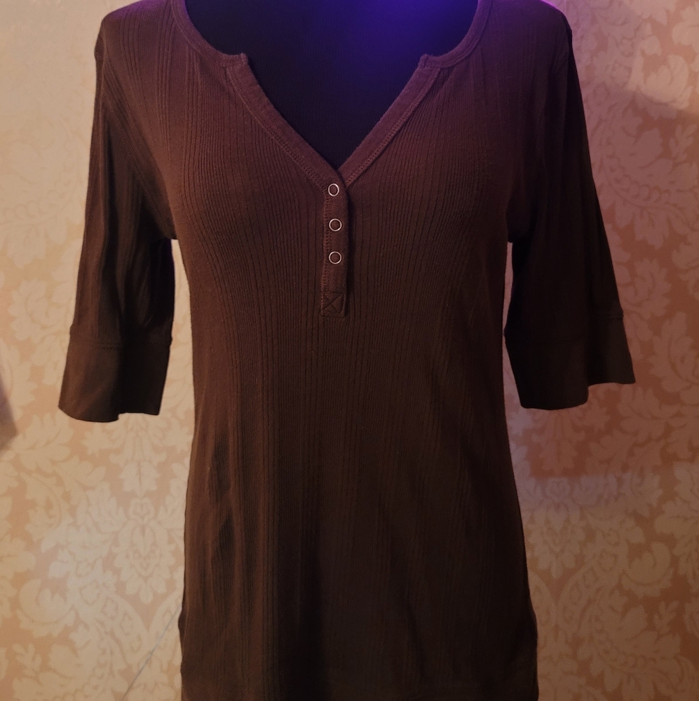 Vintage Sonoma Ribbed Henely 3/4 Sleeves (XL)